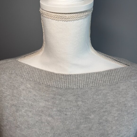 Loft Women's Size XS "Con Amor" Gray Lightweight Sweater 100% Cotton - Picture 6 of 9